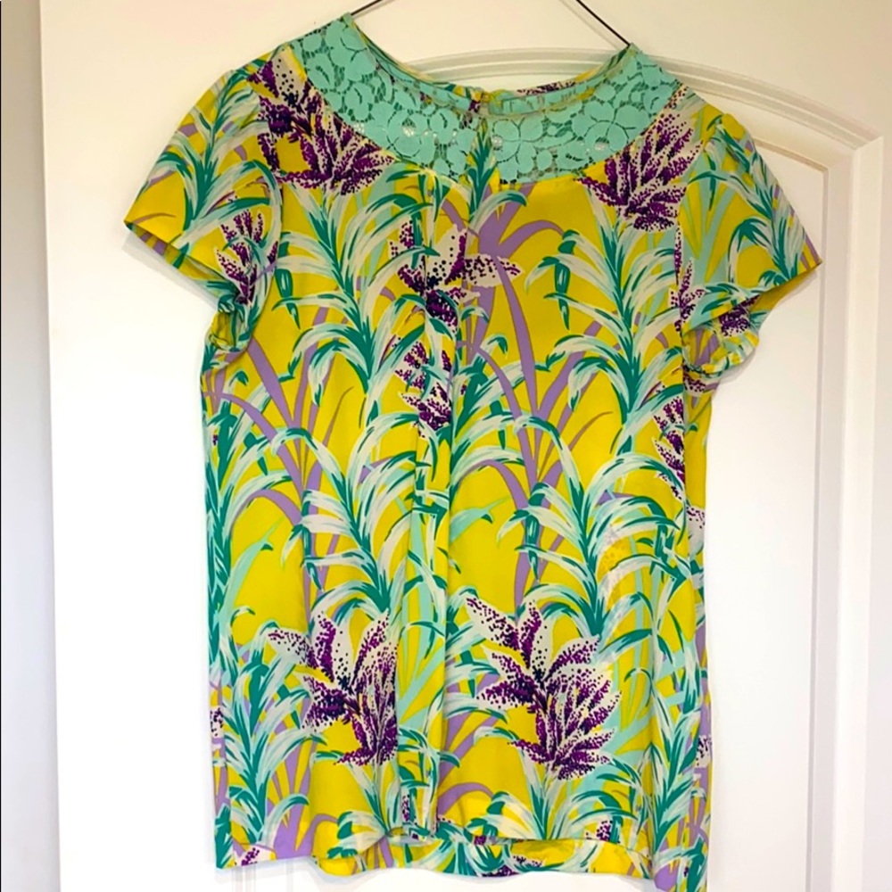 Kate Spade Floral Silk Blouse 2 XS